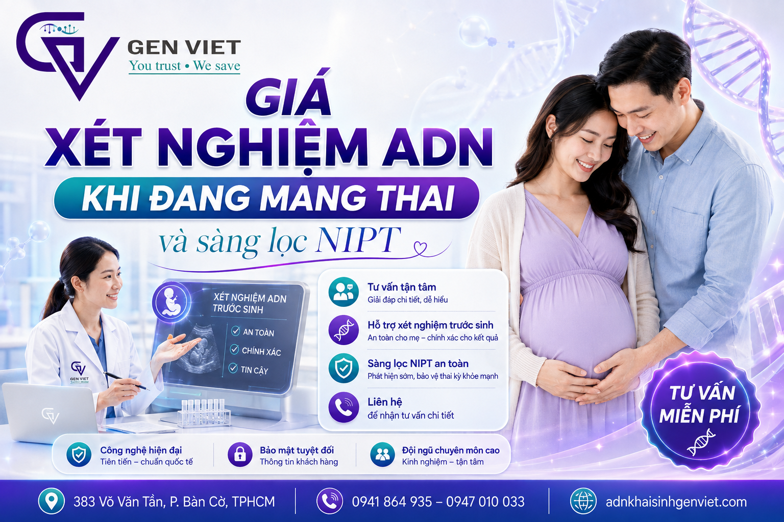Giá Xét Nghiệm ADN Khi Đang Mang Thai Và Sàng Lọc NIPT - ADN GENVIET
