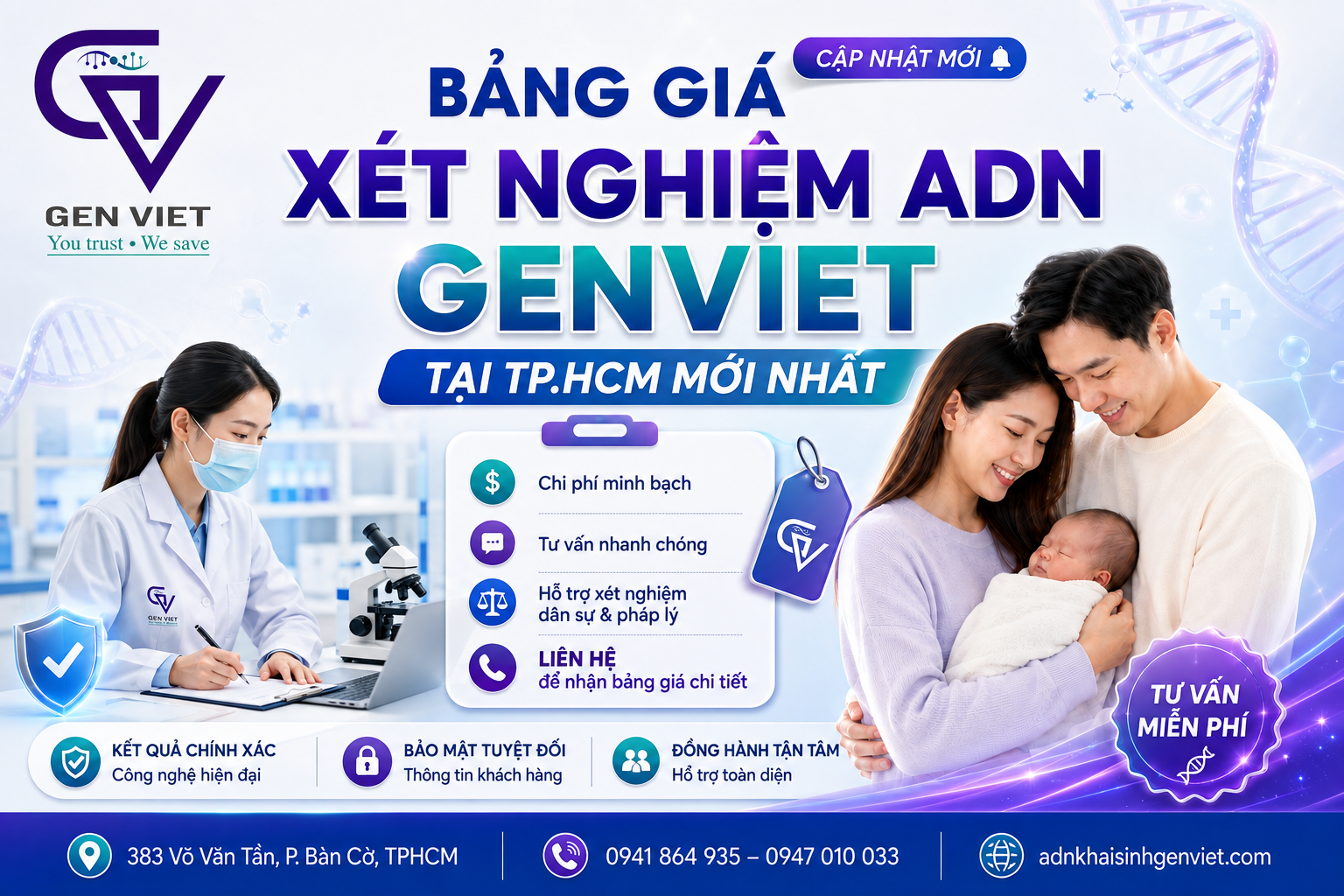 Bảng Giá Xét Nghiệm ADN GENVIET Tại TP.HCM Mới Nhất