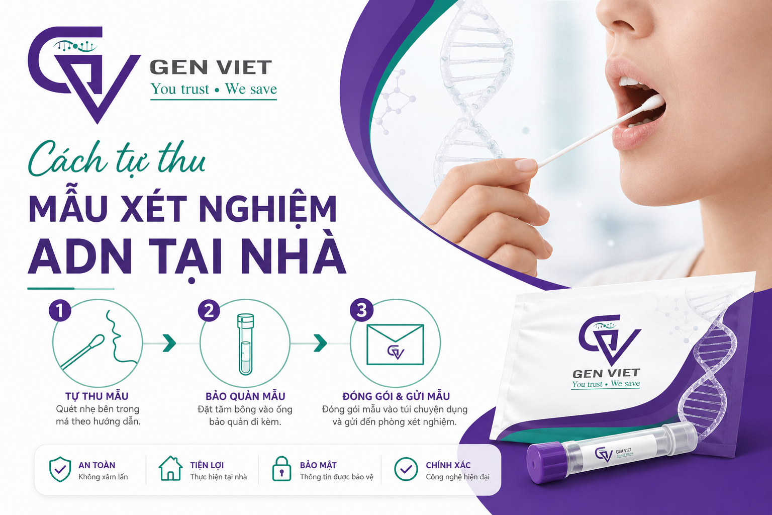 Xét Nghiệm ADN Tại Nhà: Tự Thu Mẫu Đơn Giản, Bảo Mật Tuyệt Đối